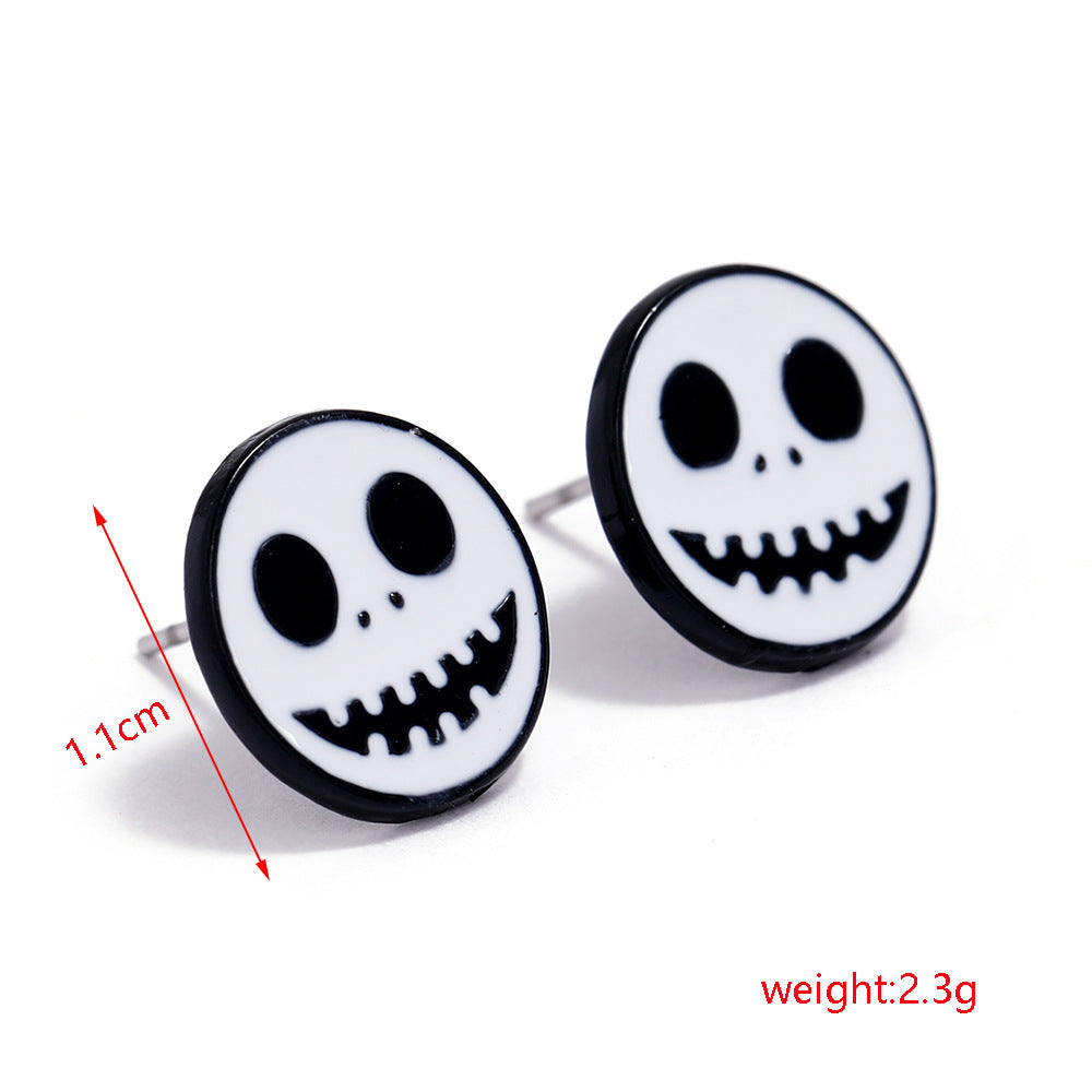 Wholesale horror funny skull  pumpkin alloy oil drop earrings