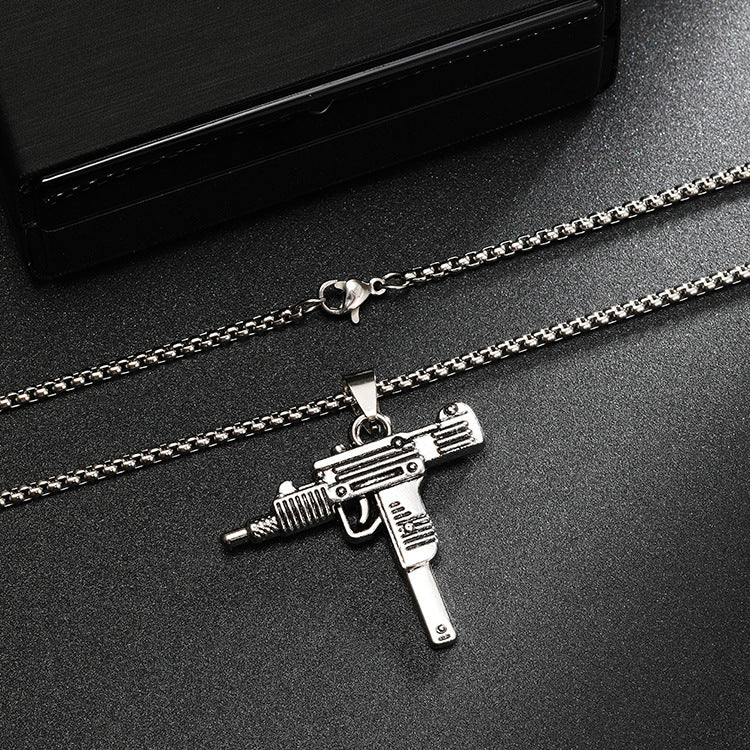 Wholesale Titanium Steel  Light Luxury Niche Unique Submachine Gun Pendant Necklaces