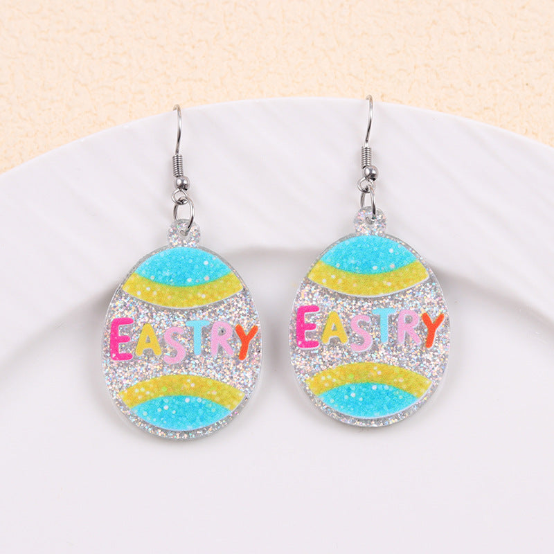 Wholesale 2PCS Acrylic Easter Bunny Egg Earrings