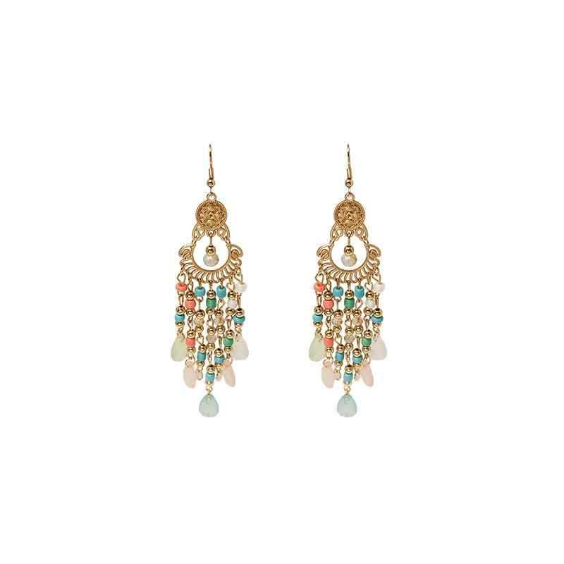 Wholesale Alloy Electroplated Long Tassel Earrings Bohemian Style Fashion Accessory Boutique Resale