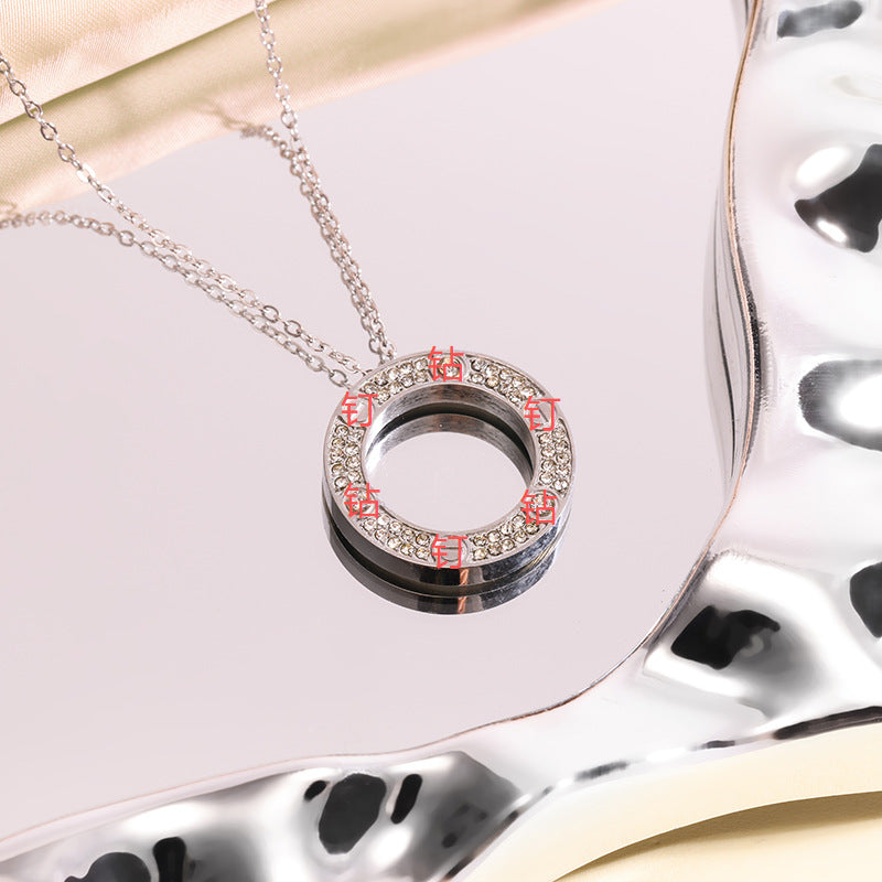 Wholesale Starry Sky Gold Plated Disc Pendant Necklace,  Chic Fashion Jewelry Gift for Women