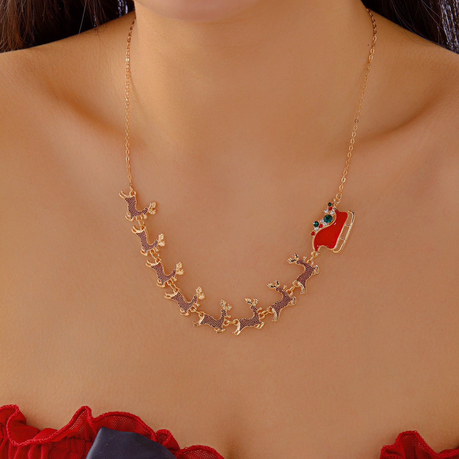 Wholesale Santa Christmas tree snowman necklace