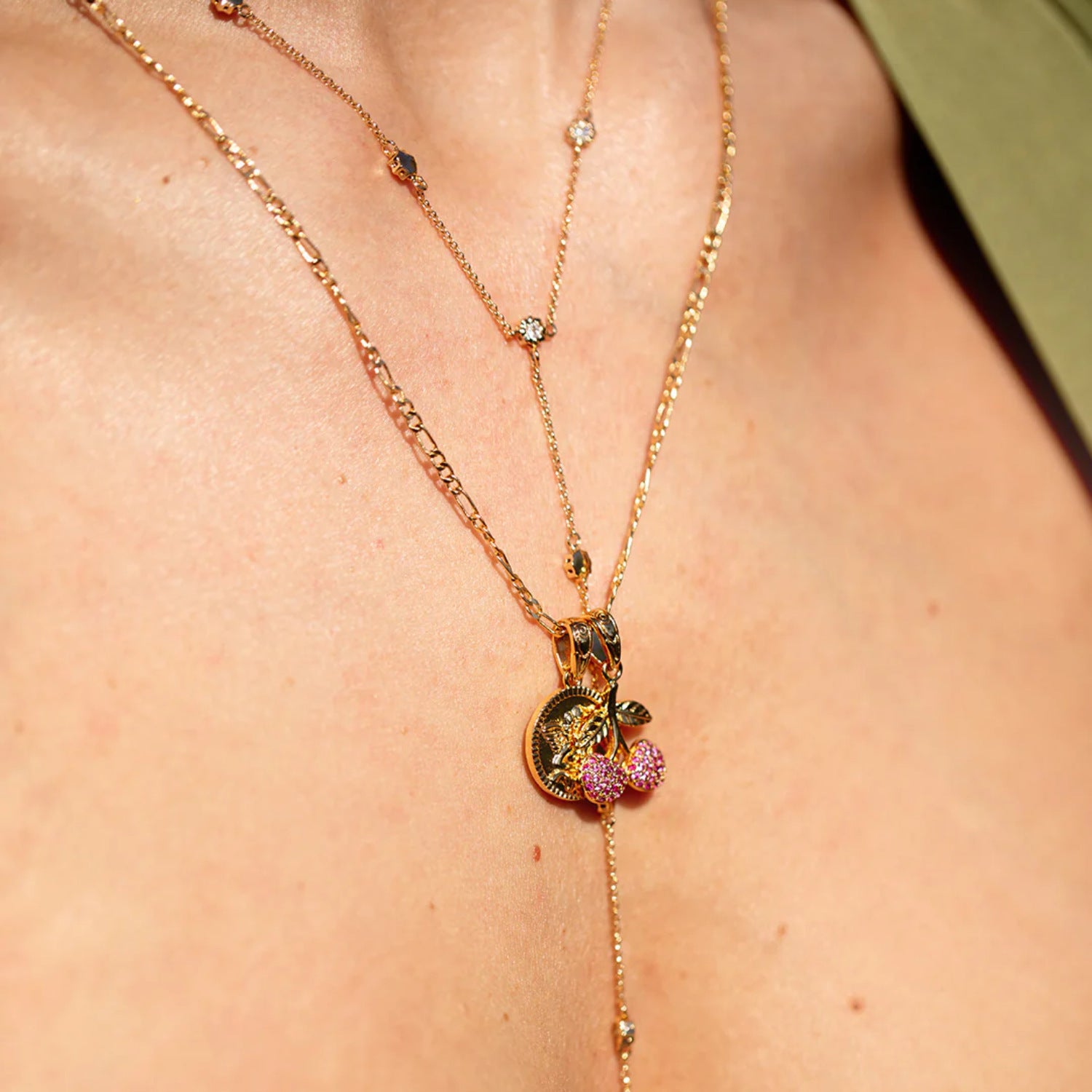 Wholesale  flower cherry clavicle chain coconut tree gold-plated pendant necklaces