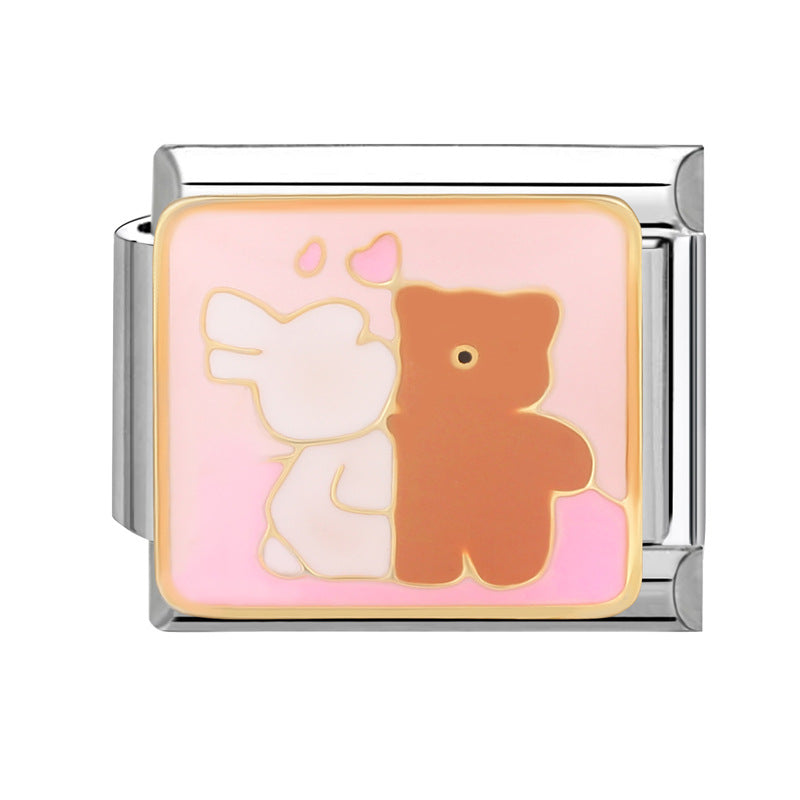 Wholesale Italian Beaded Bracelet 9mm DIY Splicing Removable Orange Game Series Titanium Steel Combinable Bracelet