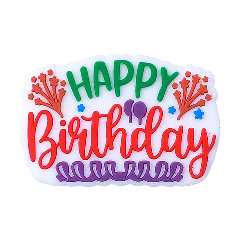 Wholesale of 20pcs Happy Birthday Silicone Beads for Cows and Pets Focal Beads ACC-BDS-HCX001