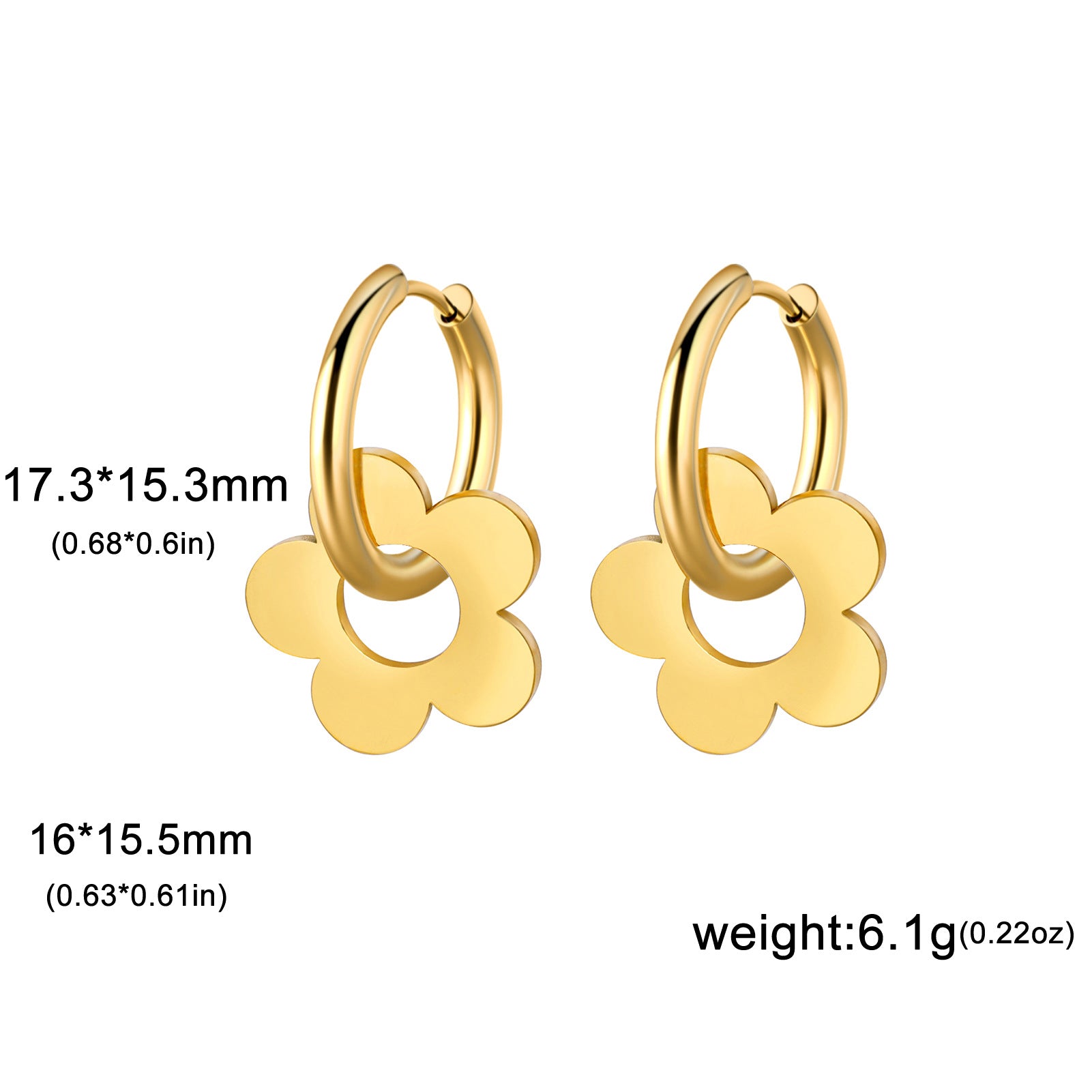 Wholesale Electroplated Stainless Steel Heart-Shaped Earrings Simple Western Style Women Fashion Jewelry Accessory Boutique Resale