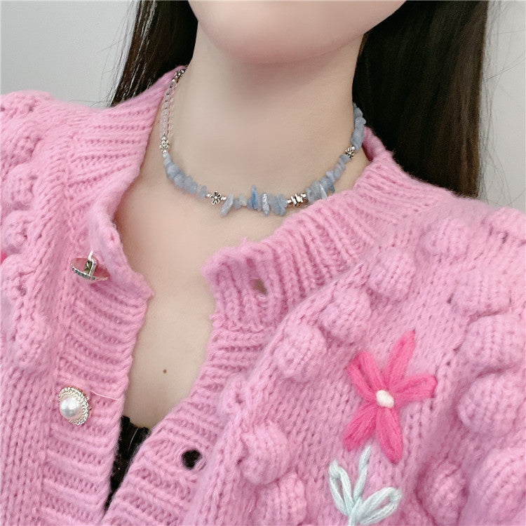 Wholesale  Retro Color Beaded Flower Necklace