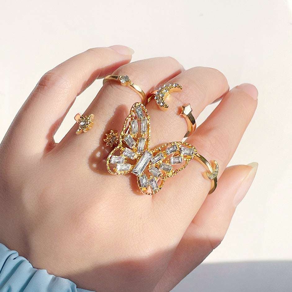 Wholesale Personality Casual Big Butterfly Ring Set