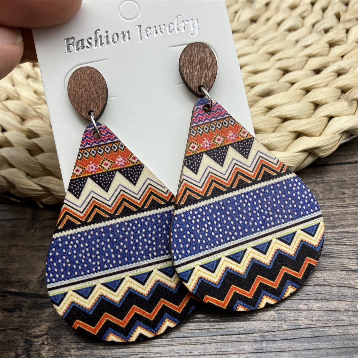 Wholesale Bohemian Vintage Wood Earrings ACC-ES-FX075