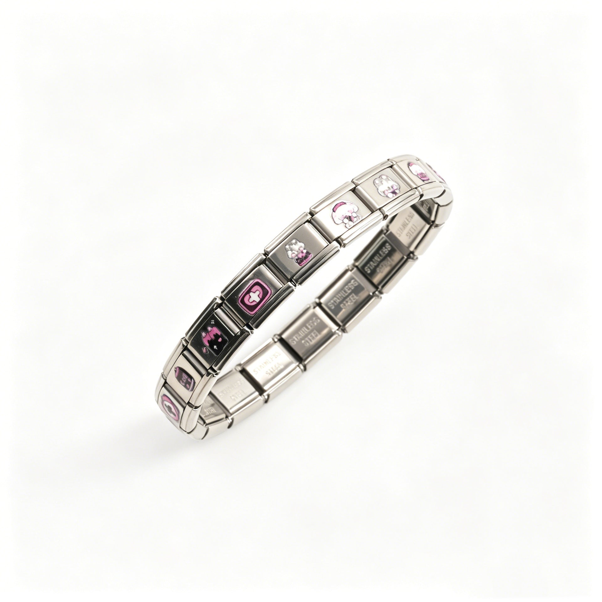 Wholesale Modular DIY Stainless Steel Elastic Bracelet - UV Print Pattern Fashion Accessory for Boutique Resale