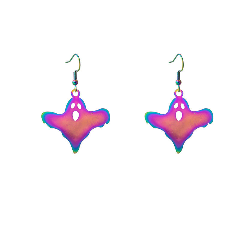 Wholesale Halloween Colorful Gradient Electroplating Stainless Steel Earrings ACC-ES-MDD042
