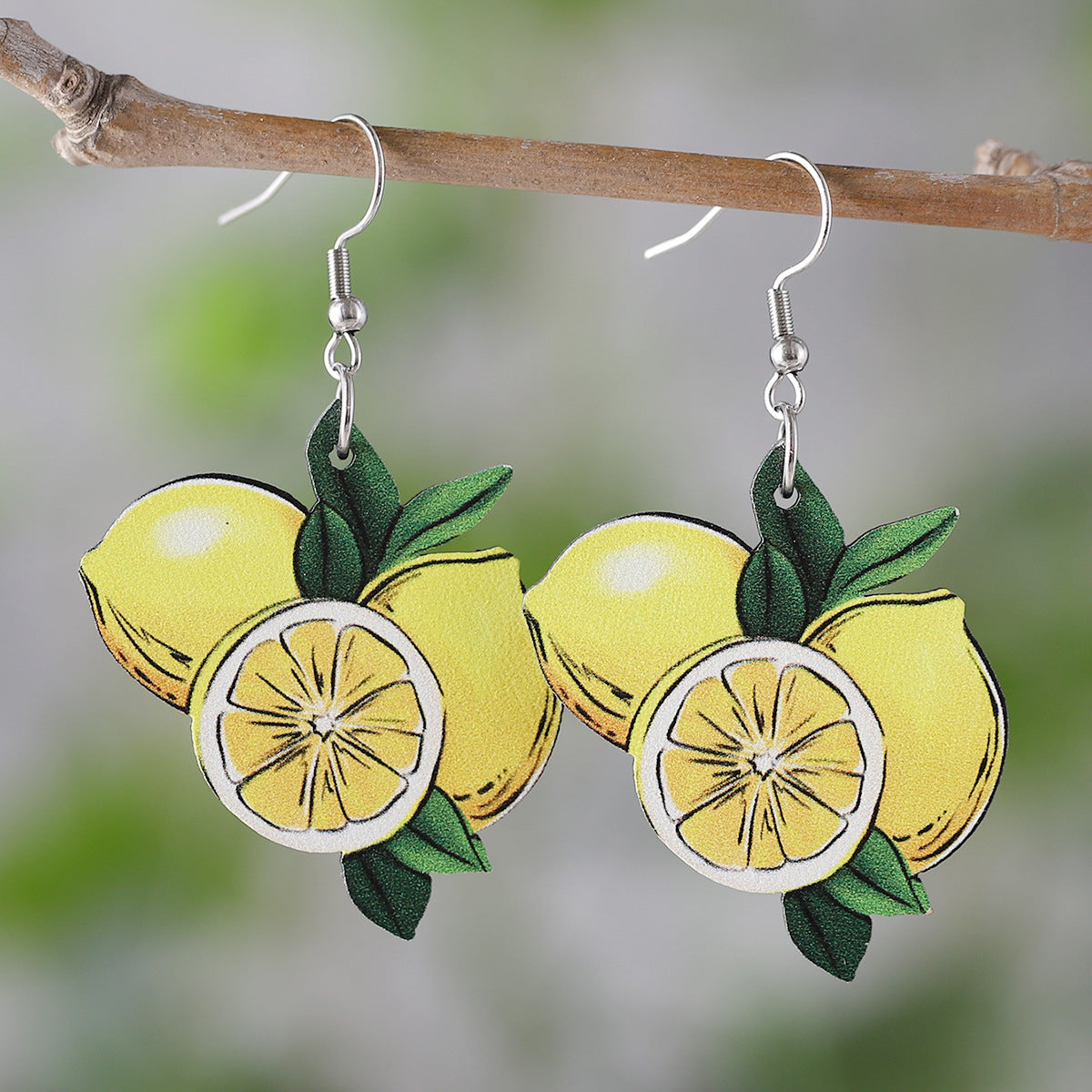 Wholesale Summer Watermelon Lemon Pineapple Cherry Wood Double-sided Earrings ACC-ES-ChuLian053