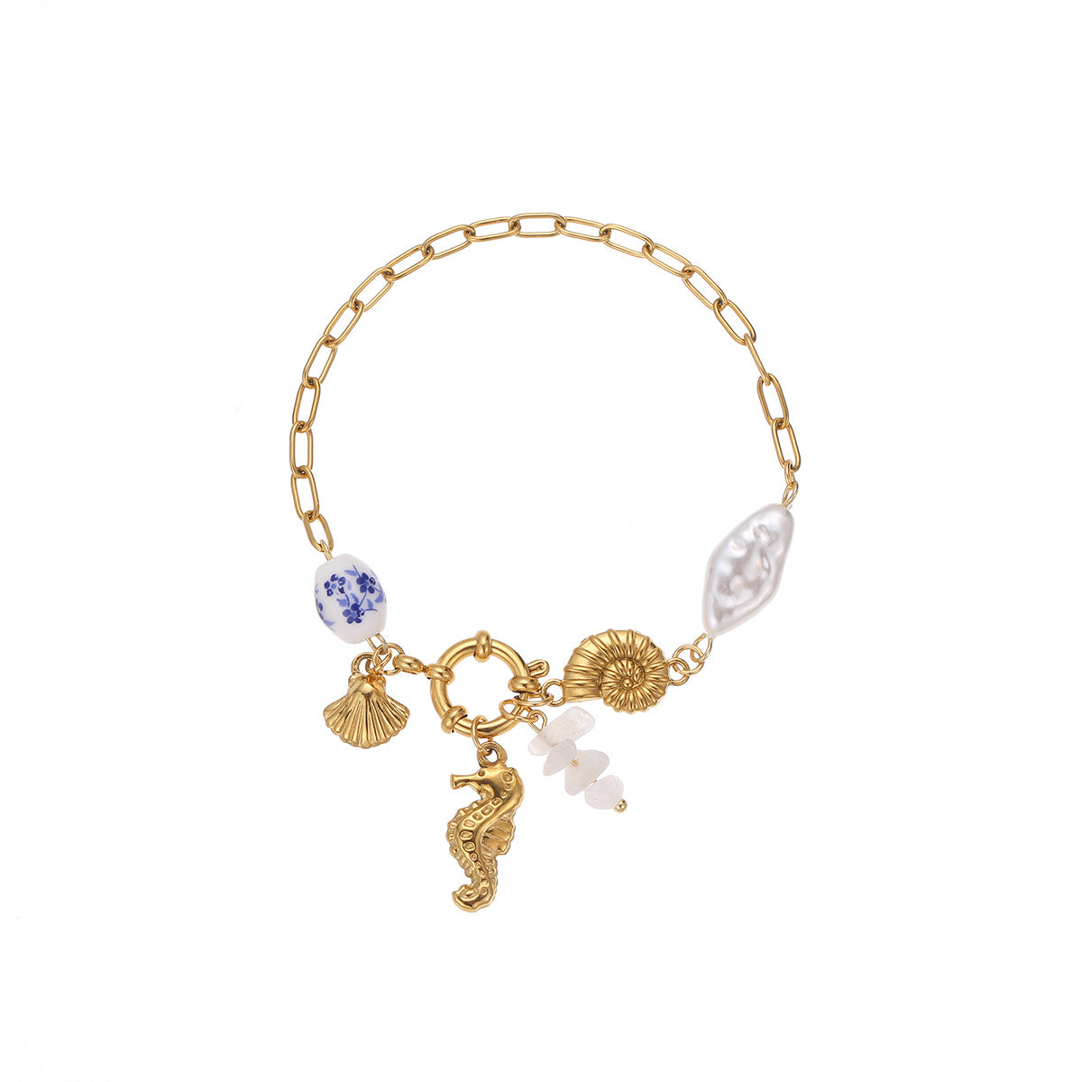 Wholesale  marine conch shell stainless steel bracelet