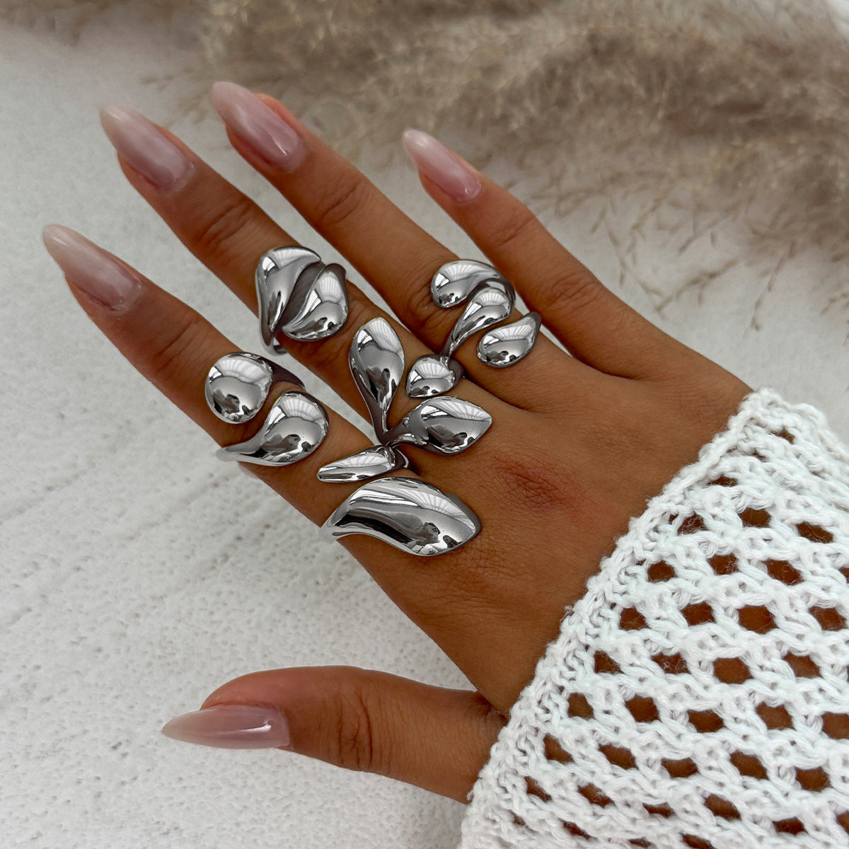 Wholesale Teardrop Open Polished Joint Ring