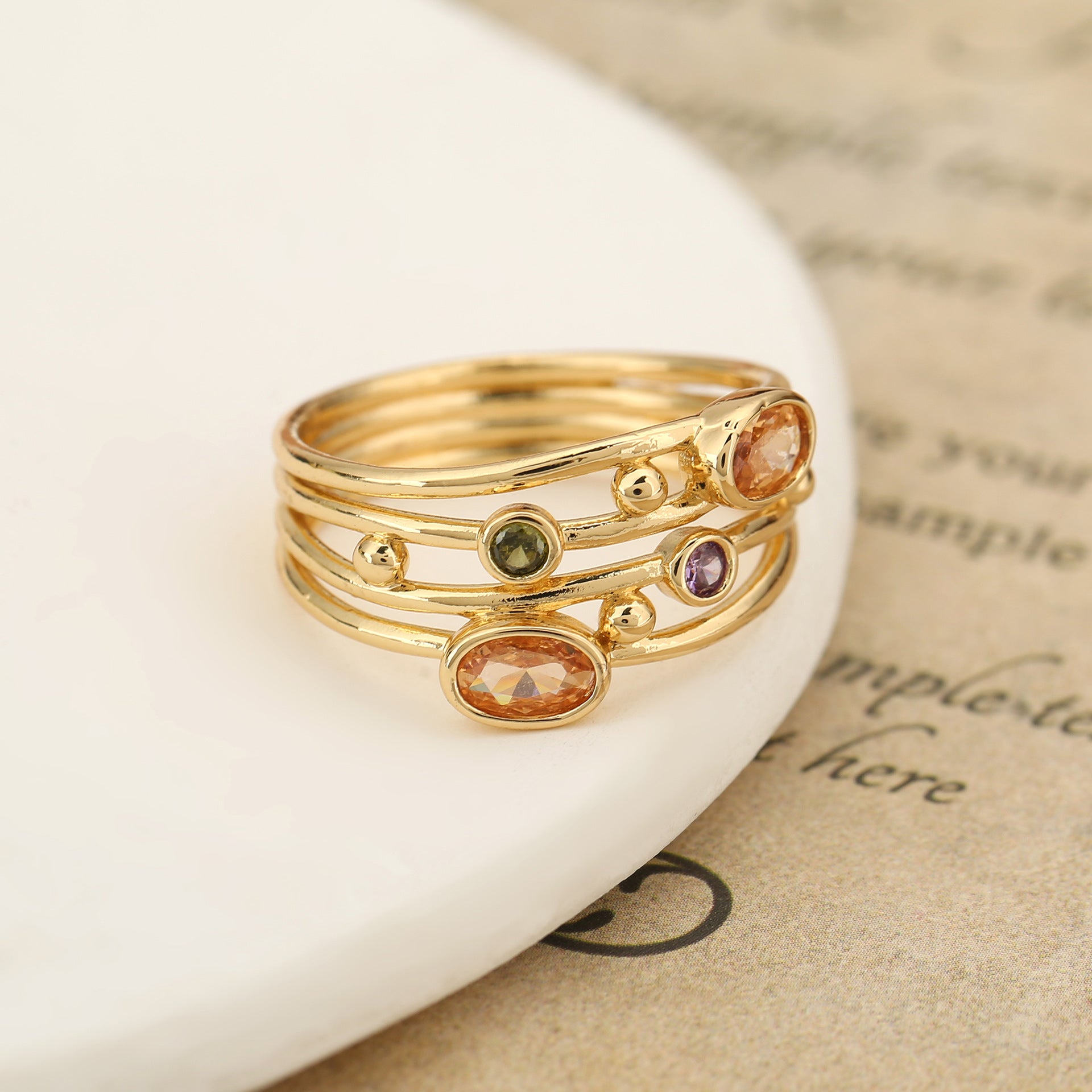 Wholesale Trendy Bohemian Rhinestone Cut-Out Ring,  Silver Copper Fashion Jewelry Accessory for Everyday Wear