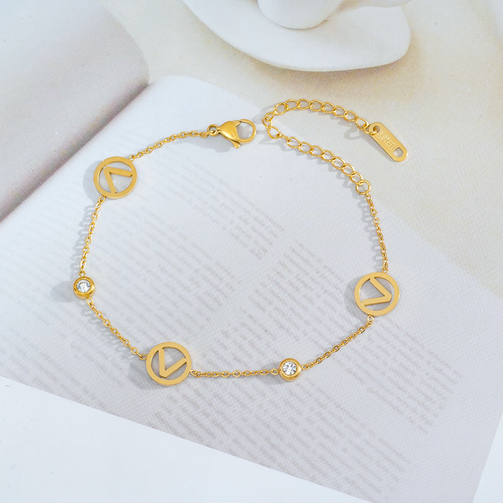 Wholesale Korean-Inspired Titanium Steel Zircon Bracelet - Chic Fashion Accessory for Gift or Boutique Resale