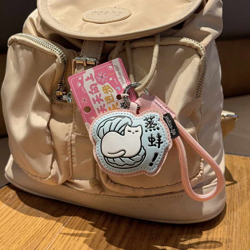 Wholesale PU Leather Funny Text Keychain Backpack Charm Student Gift
