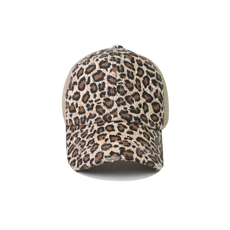Wholesale Washed Leopard Print Ponytail Baseball Caps Hat ACC-HT-ErXu011