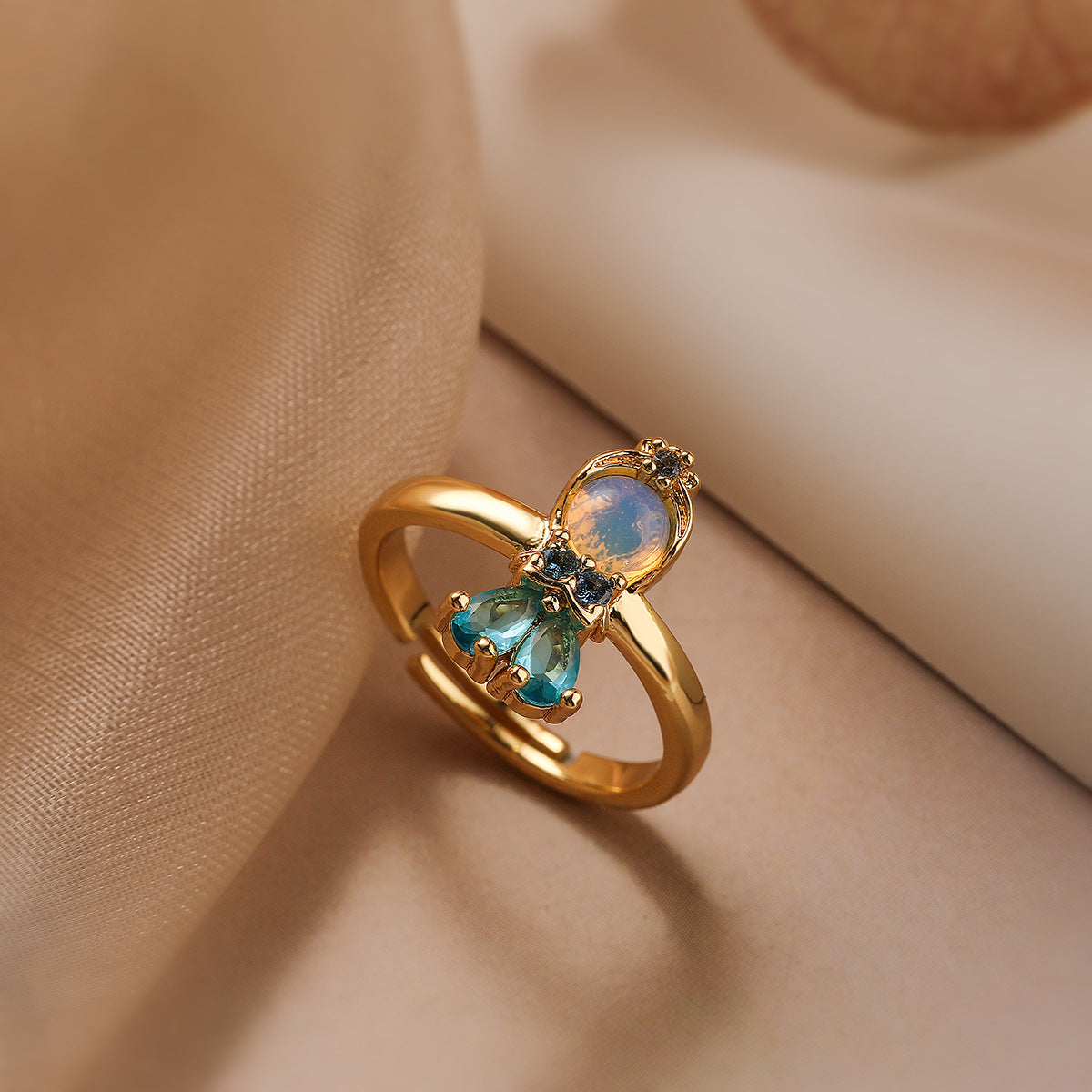 Wholesale Real Gold Zircon Princess Rings ACC-RS-AoGu004