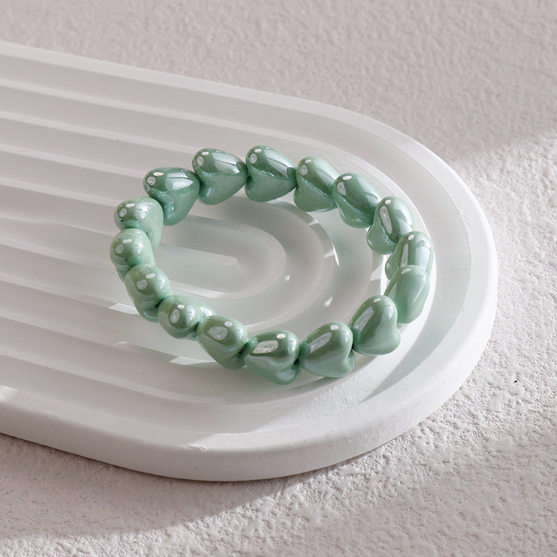 Wholesale Colorful Heart-shaped Paint  Handmade String Bracelet