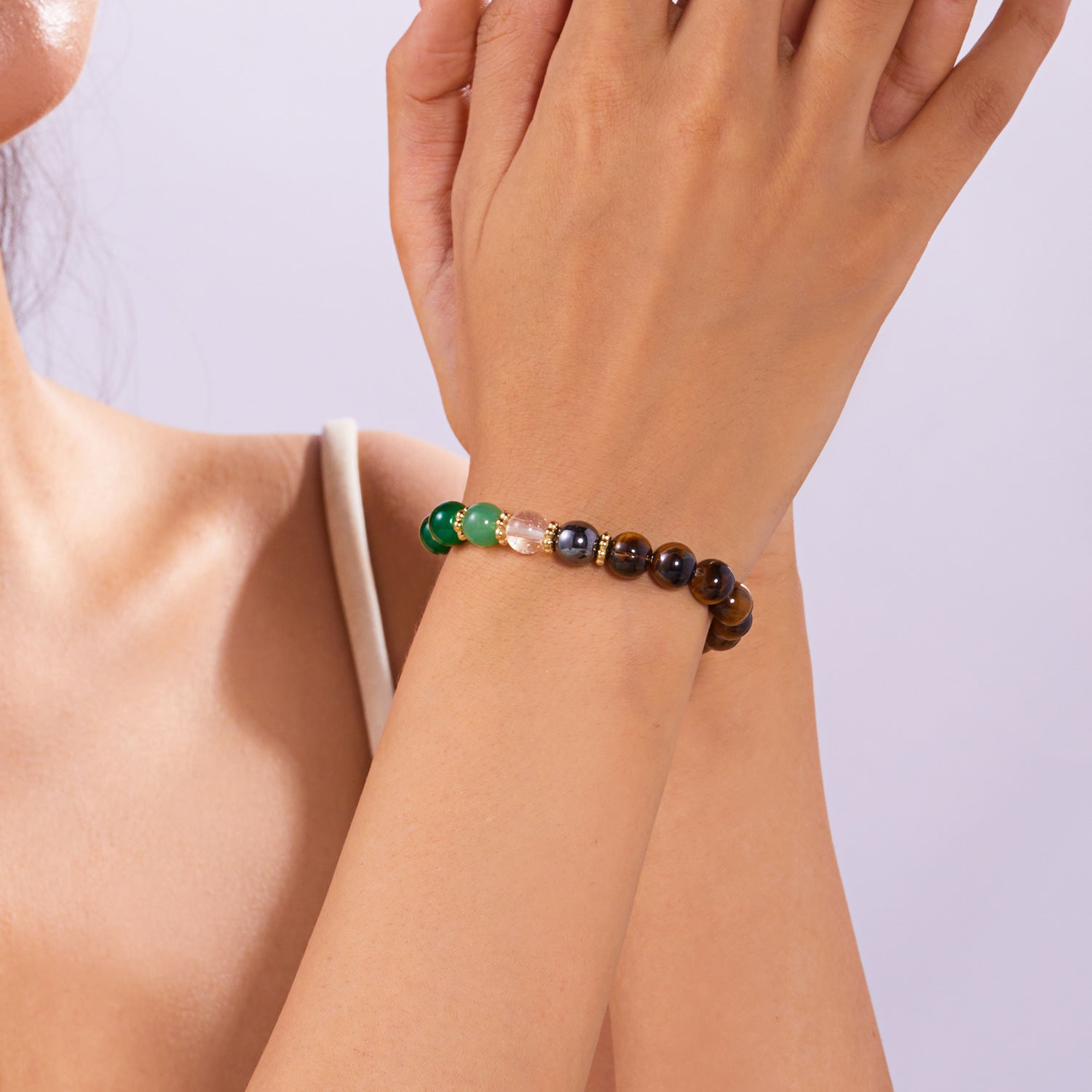 Bracelet en gros de pierre naturelle en pierre naturelle bracelet élastique en pierre naturelle 8 mm