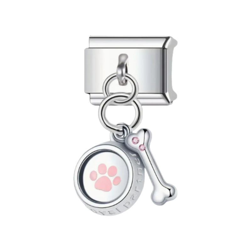 Wholesale Stainless Steel Cute Dog Pendant Charm DIY Modular for Bracelet Making Jewelry Accessory Gift
