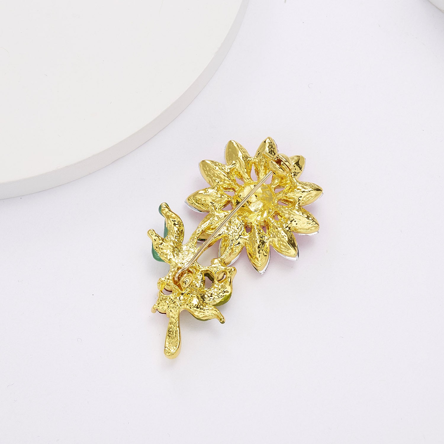 Wholesale sunflower rhinestone flower plant brooch