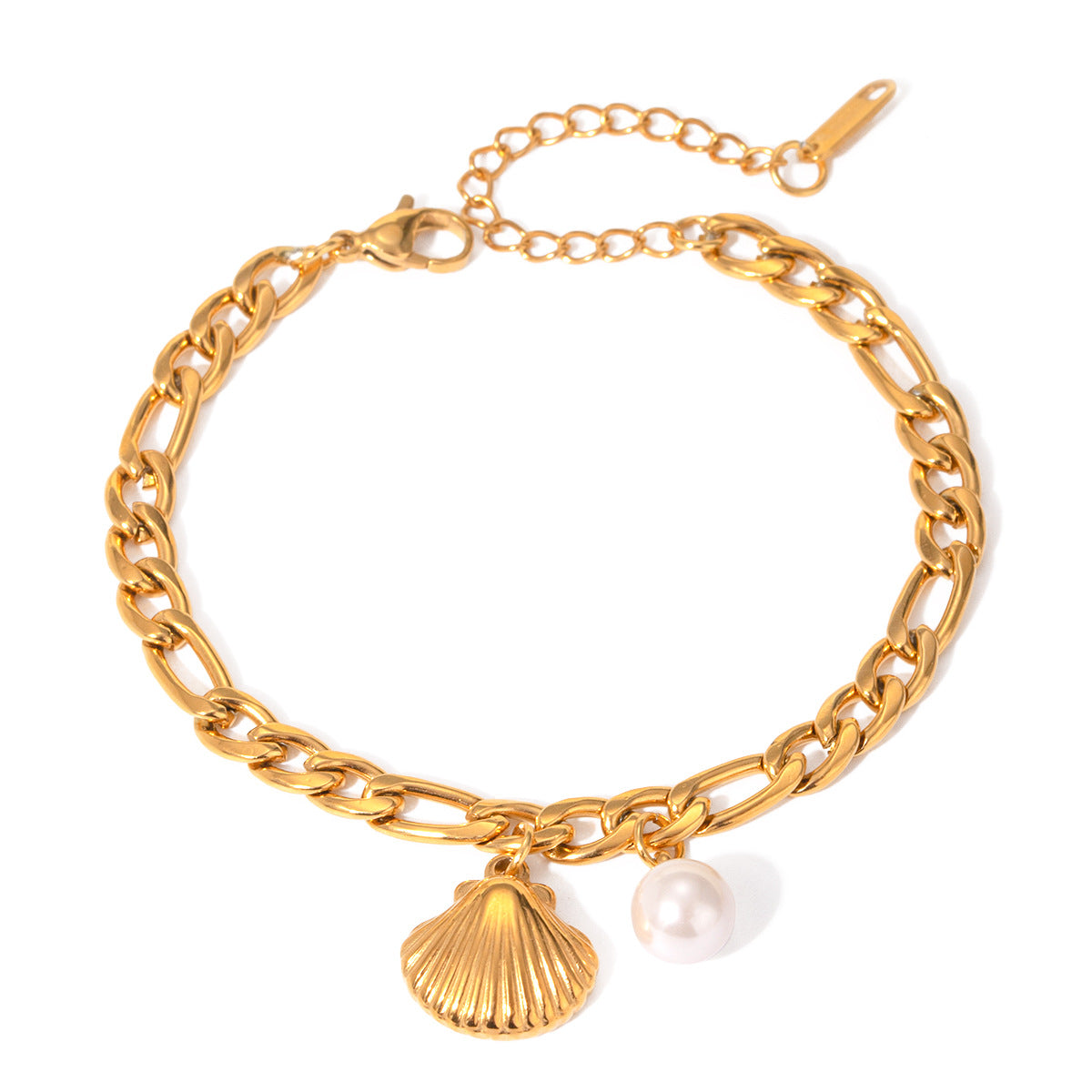 Wholesale 18k gold stainless steel shell pearl bracelet
