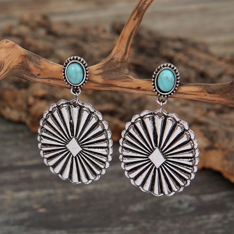 Wholesale n Turquoise Earrings Western United States Celtic Totem Water Drop Turquoise Earrings