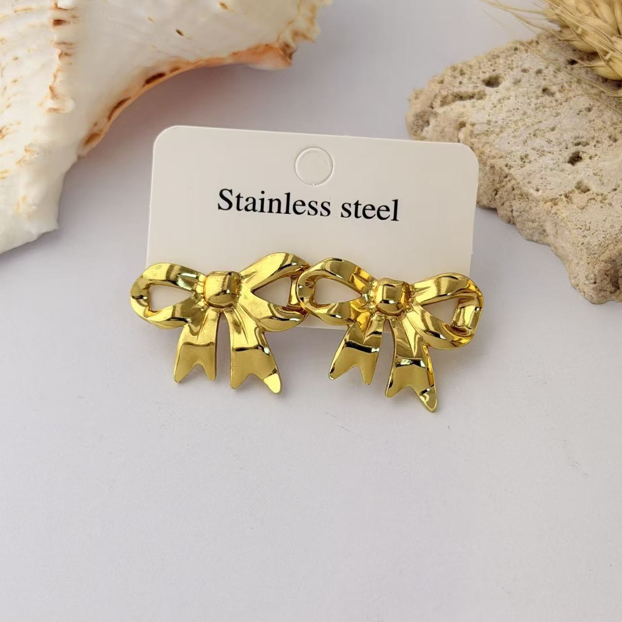 Wholesale Geometric Pleated Earrings 304 Stainless Steel Fashion Jewelry for Women
