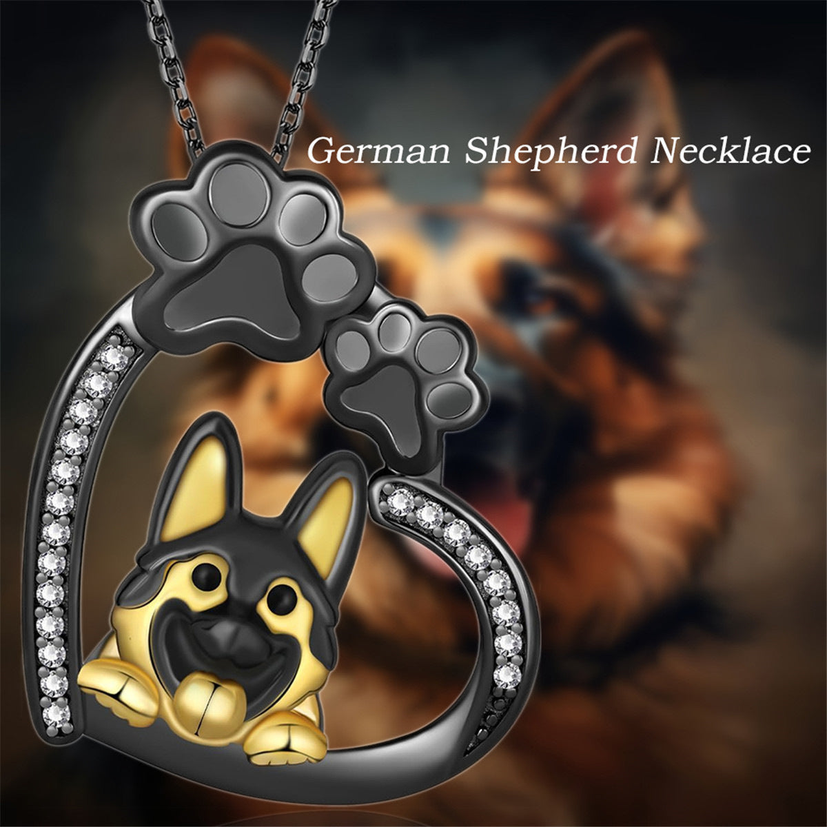 Wholesale  Black Dog Paw Love Diamond Necklace