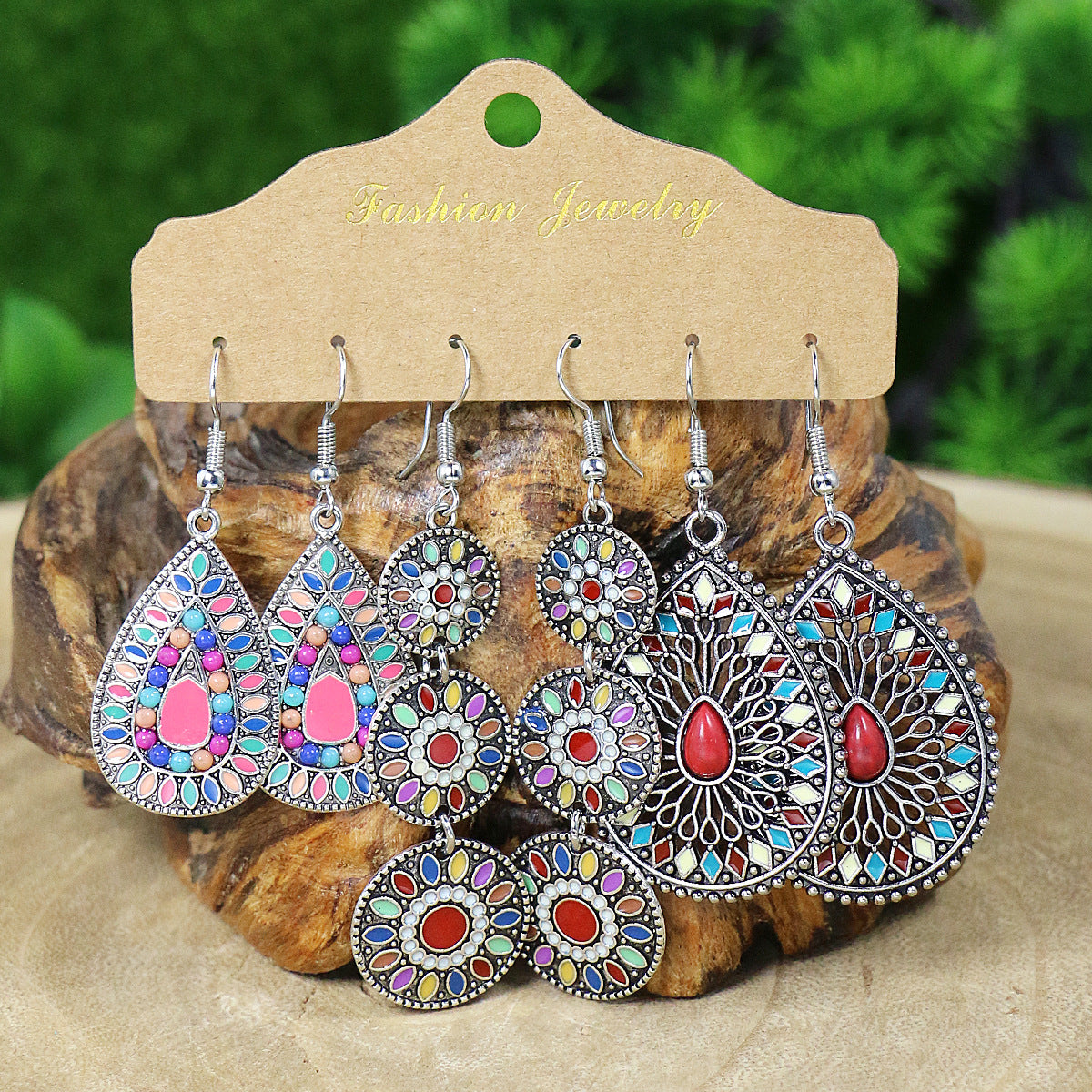 Wholesale Bohemian Handmade Tassel Flower Hollow Vintage Alloy Earrings ACC-ES-MoMo005