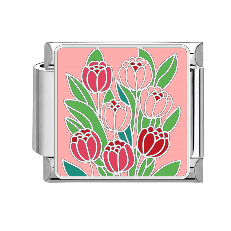 Wholesale Italian Charm Bracelet 9mm DIY Splicing Flowers Stainless Steel Composable Bracelet