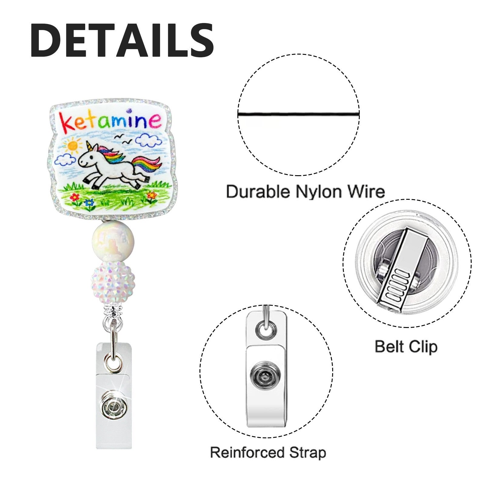 Wholesale Trendy Cute Animal Acrylic Beaded Retractable Badge Holder for ID Resale