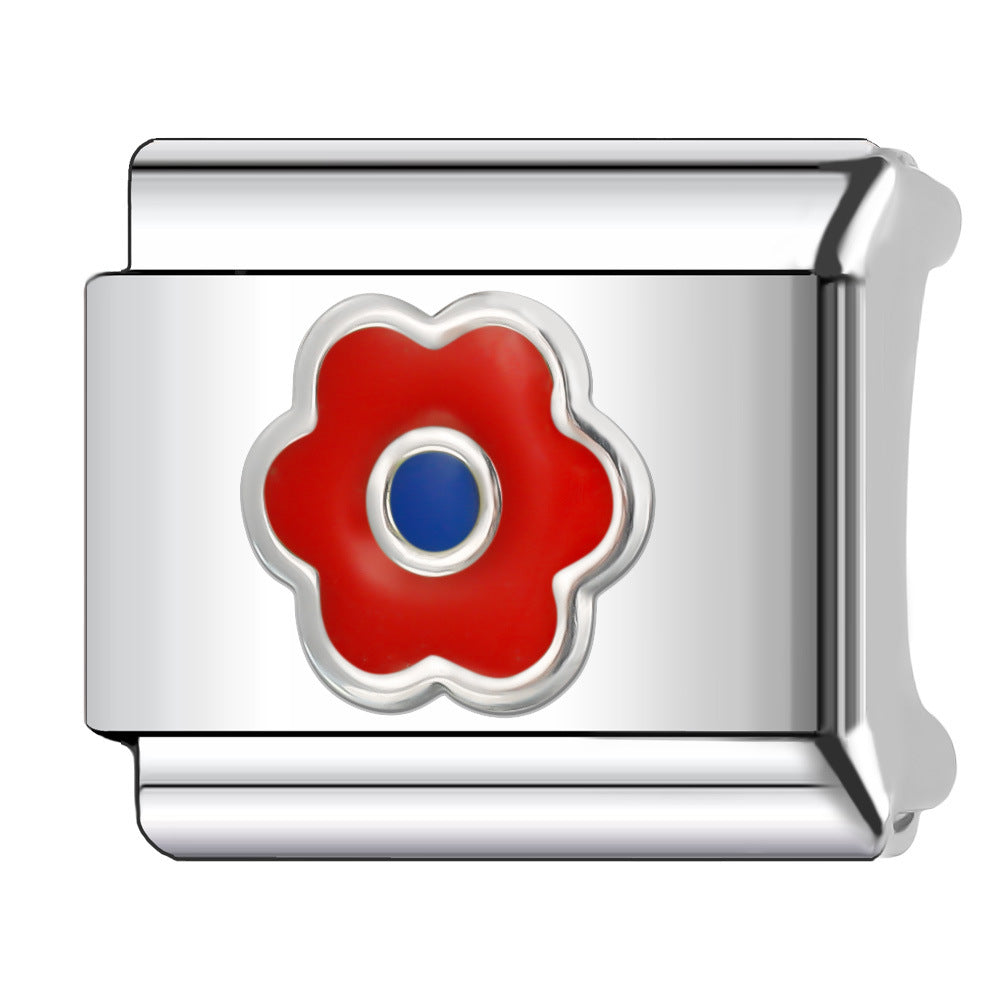 Wholesale Italian Charm Bracelet 9mm DIY Splicing Creative Flower Stainless Steel Composable Bracelet