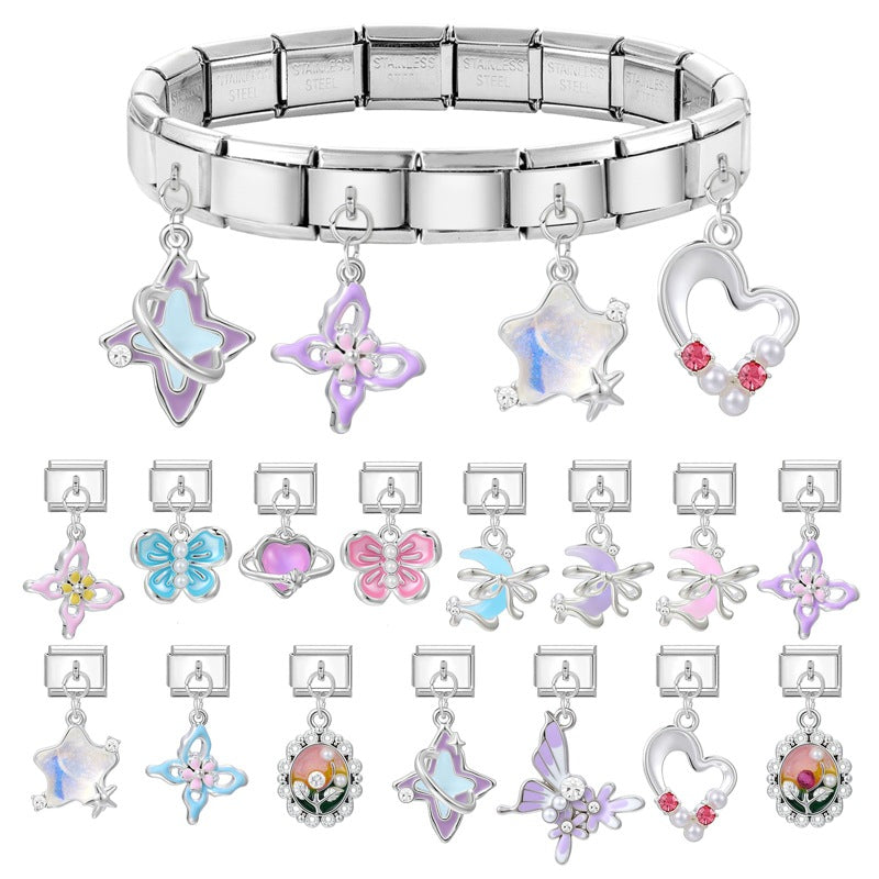 Wholesale Italian modular multifunctional DIY steel pendant bracelet