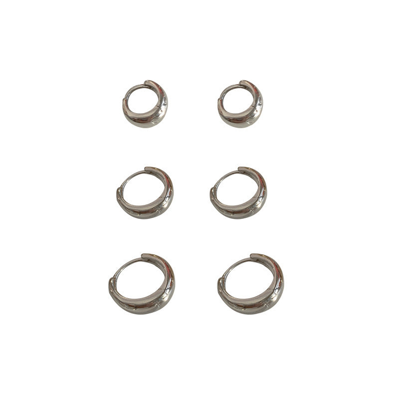 Wholesale Thick earrings  round face light luxury  silver earrings