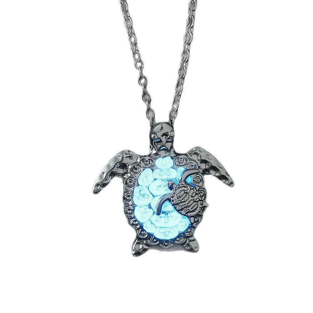 Wholesale mother and child turtle luminous pendant necklace