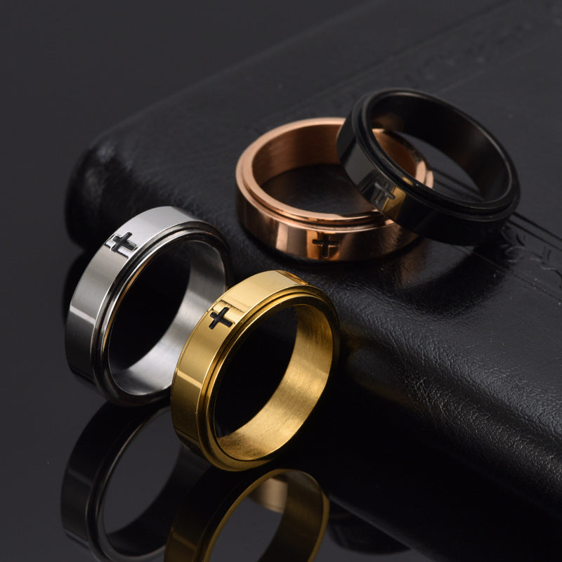 Anello girevole a croce in acciaio al titanio all'ingrosso