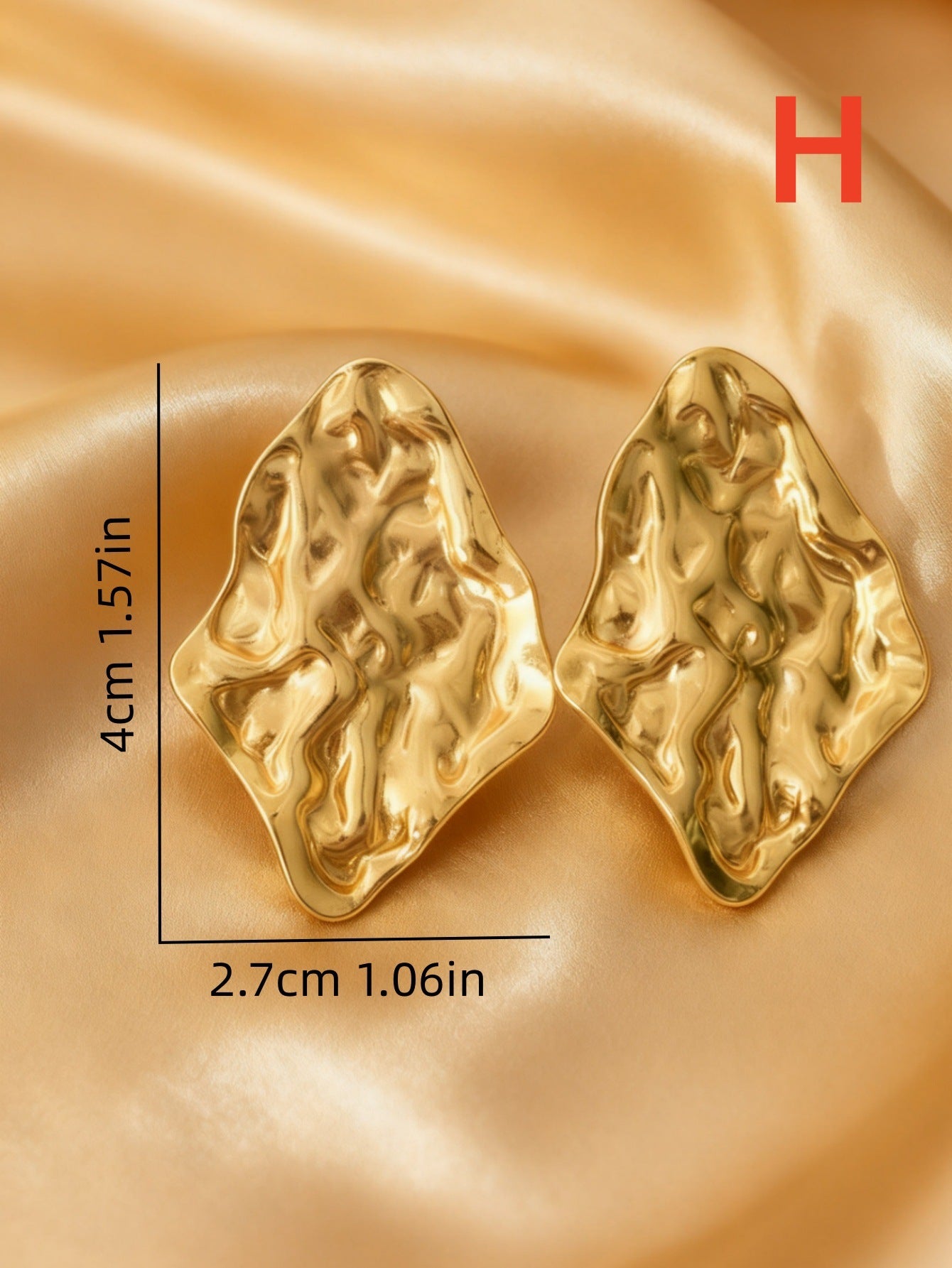 Wholesale Stainless steel gold irregular hollow embossed design earrings