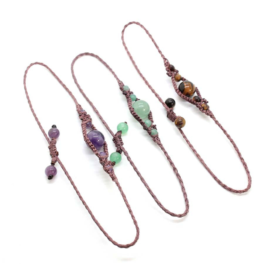 Wholesale Amethyst Gemstone Beaded Bracelet Angel Eye Handwoven Adjustable Retro Chic Everyday Jewelry