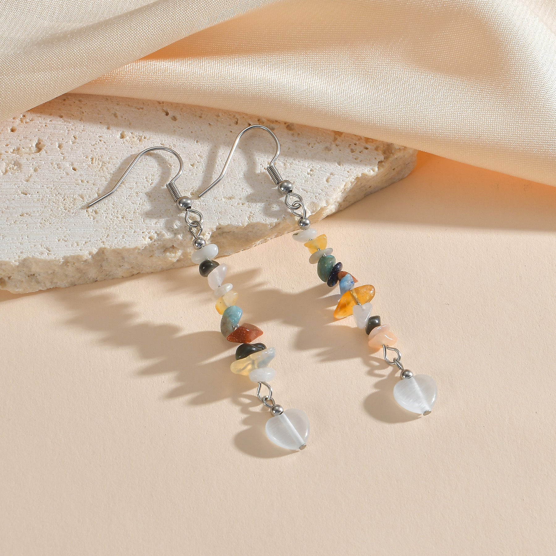 Wholesale Blue Gravel Earrings Long Non-fading Earrings Stainless Steel Earrings ACC-ES-yanc003