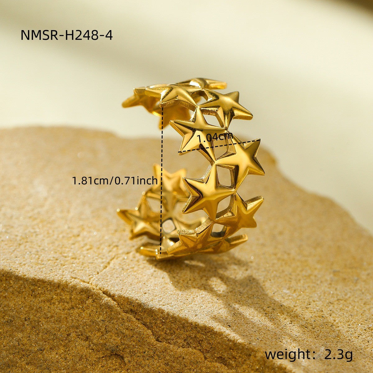 Wholesale 18k gold geometric irregular stainless steel ring