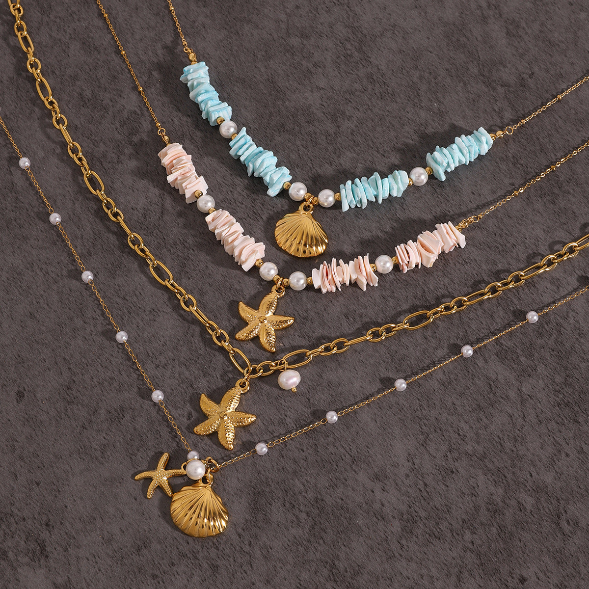 Wholesale Stainless Steel Shell Pearl Necklace Light Luxury Necklaces