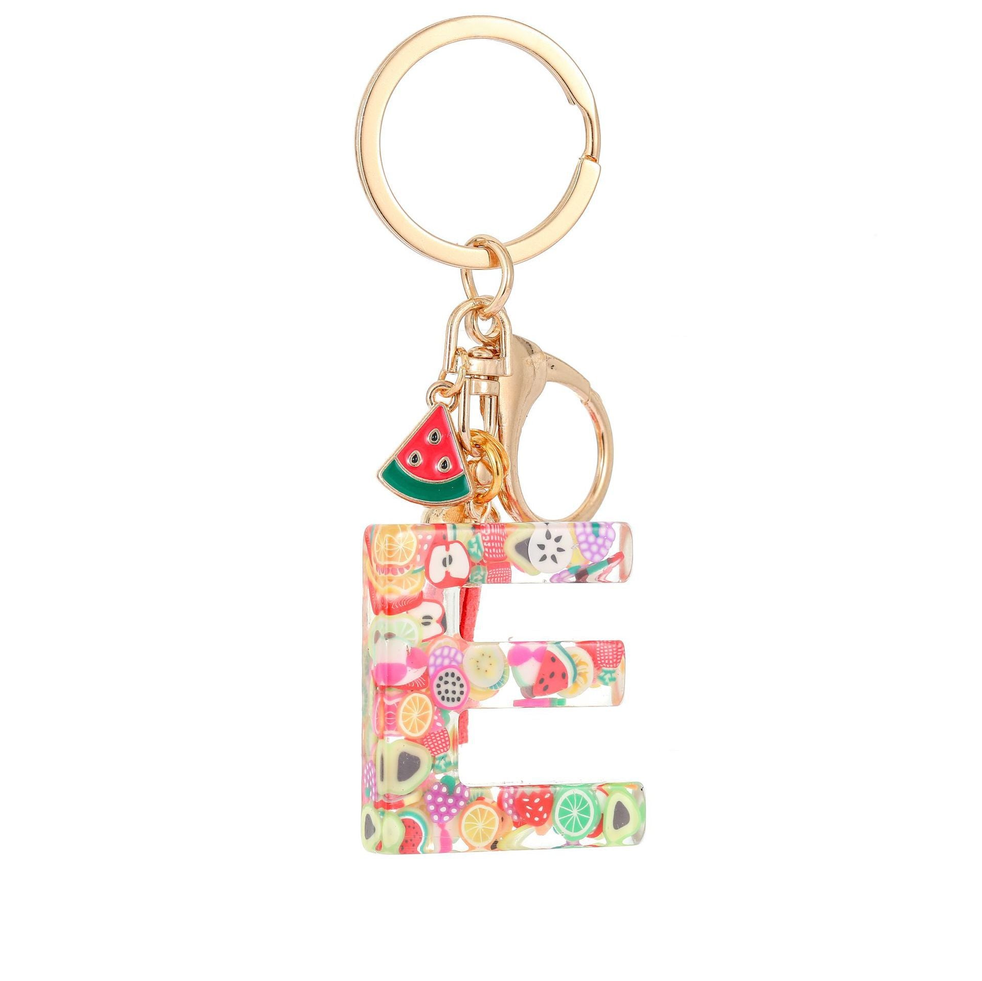Wholesale Fruit resin letter keychain