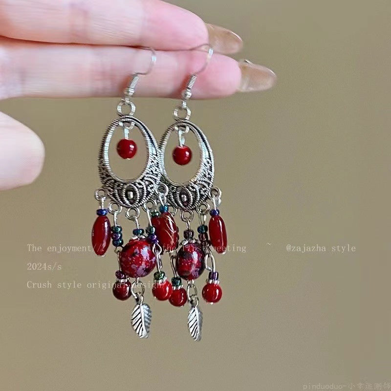 Wholesale Zinc Alloy Tassel Earrings with Bohemian Ethnic Design for Fashion Boutique Resale