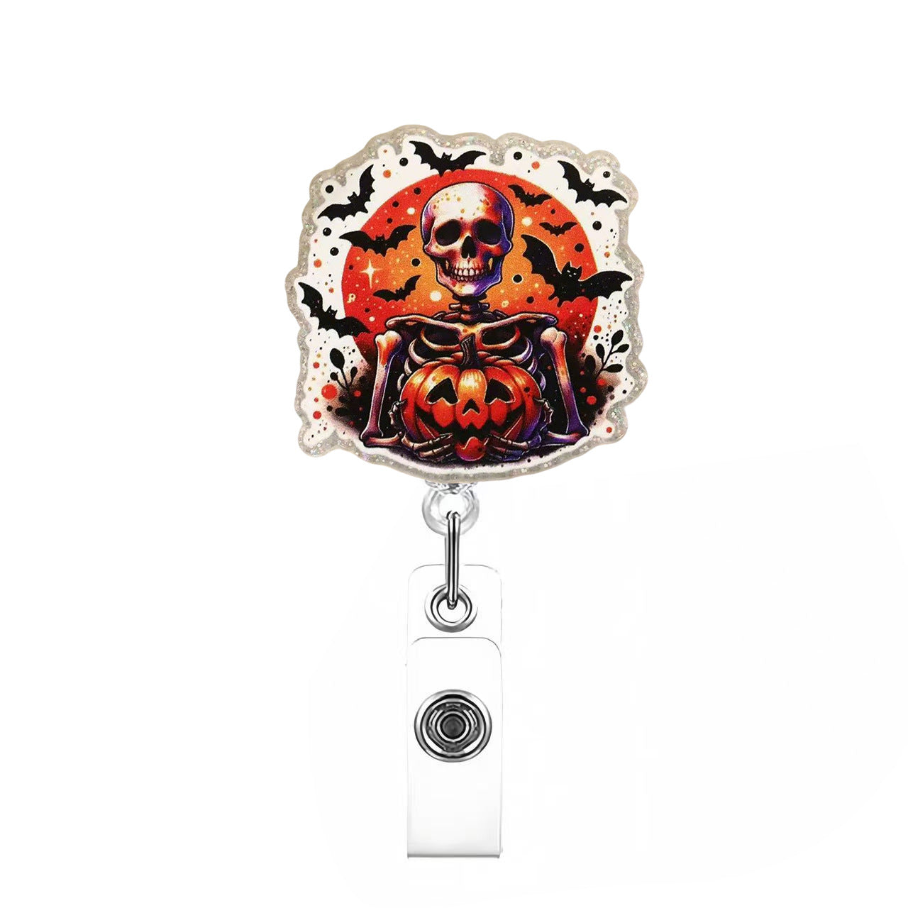 Wholesale Acrylic Retractable Badge Reel Lanyard  Pumpkin Design Nurse ID Card Holder Fashion Accessory Boutique Resale