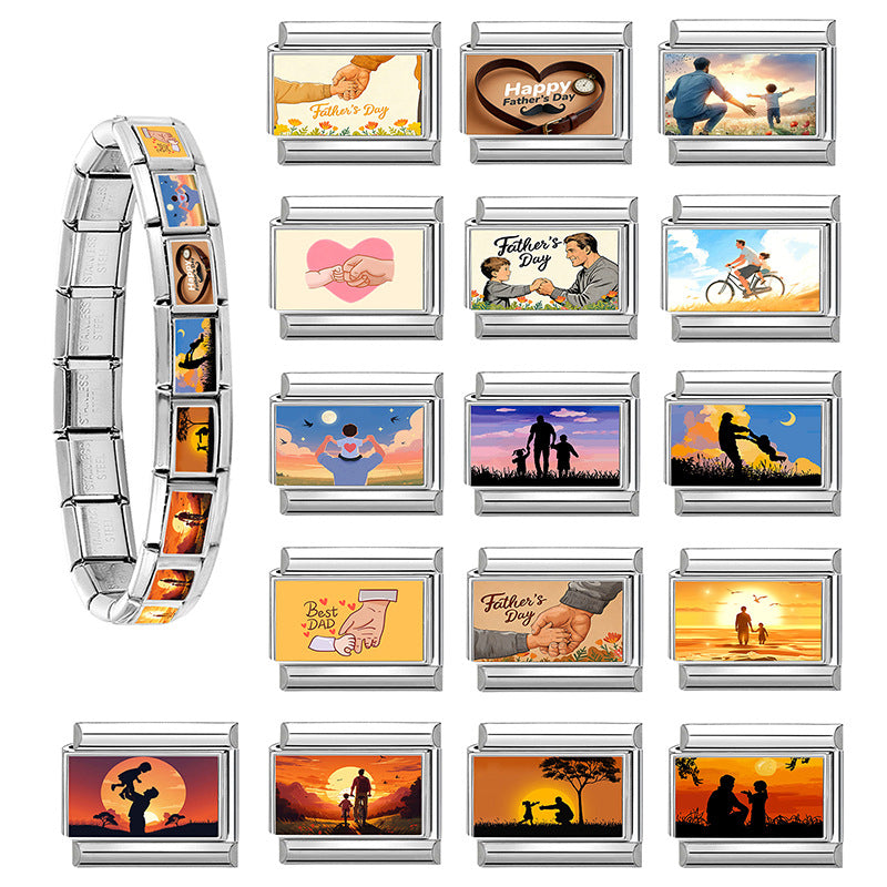 Wholesale Italian-Style DIY Bracelet Kit,  Stainless Steel Printed Modular Jewelry,  Fashion Accessory for Resale