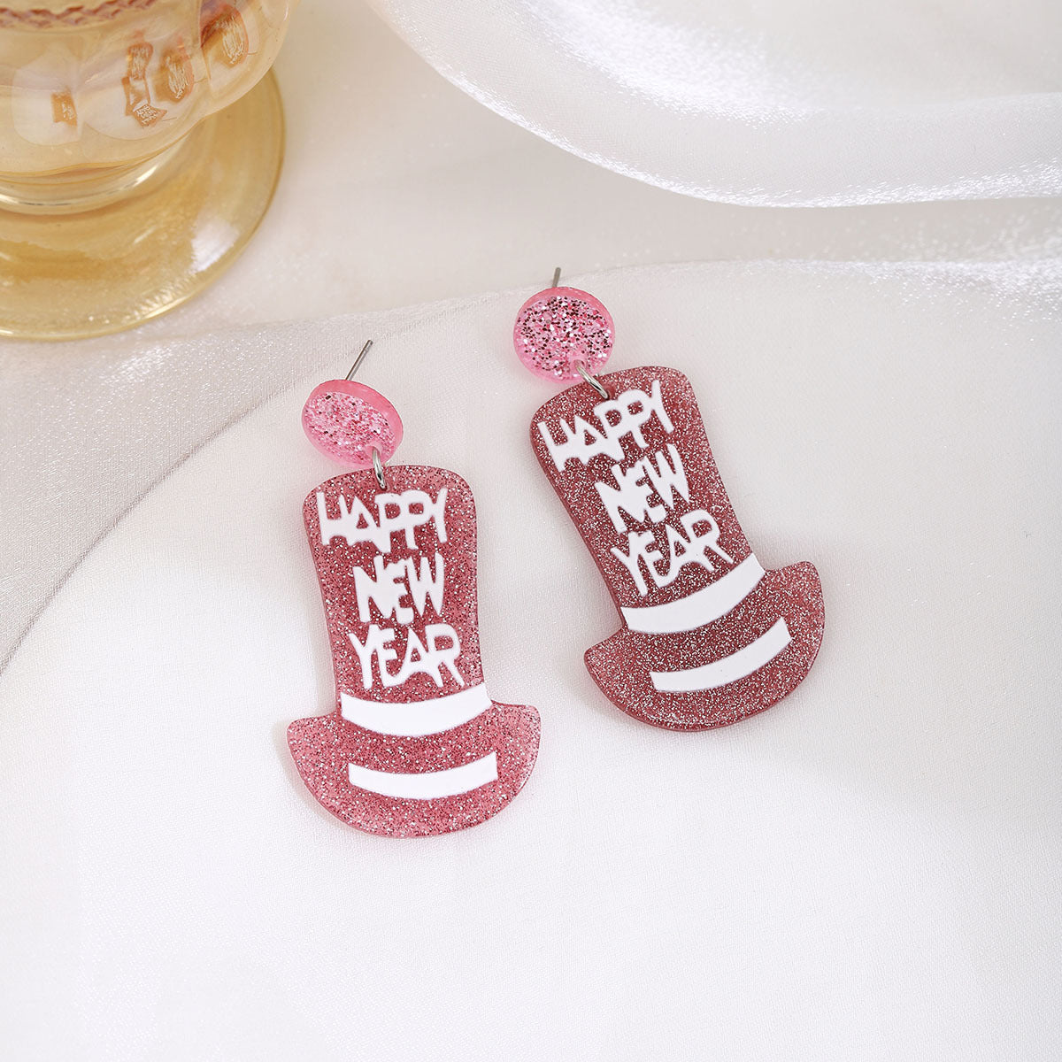 Wholesale New Year party top hat acrylic earrings