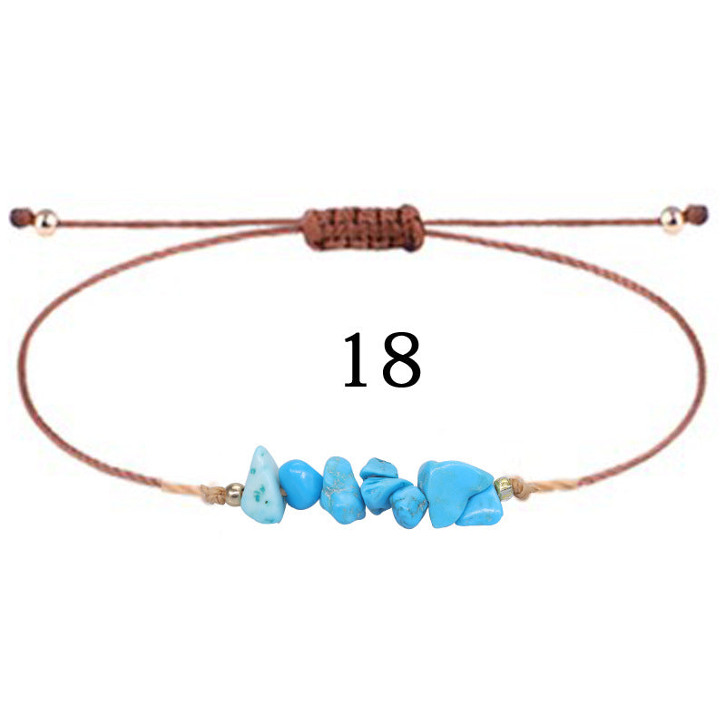 Wholesale  gravel bracelet irregular raw paraffin braided bracelet